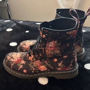 Dr. Martens Black Floral Combat Boots